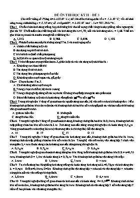 Đề ôn thi học kỳ 2 môn Vật lý 12 - Đề 3